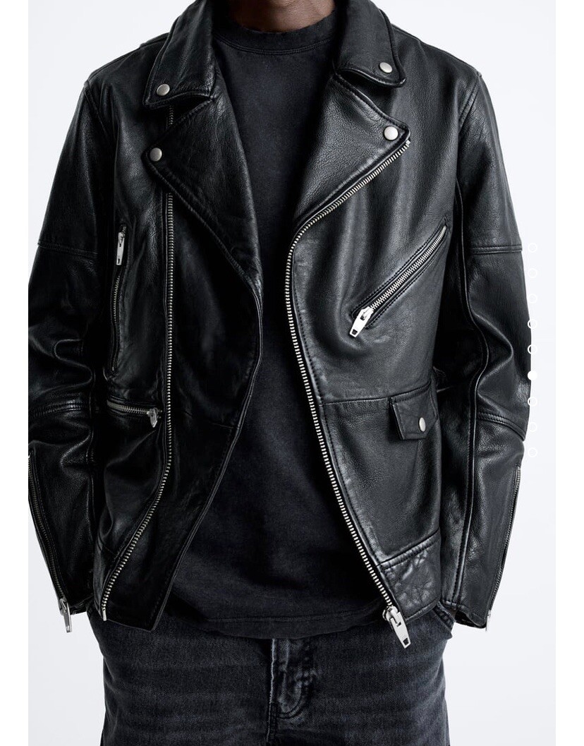 ZARA 100% Real Leather Black Jacket Coat Biker Aviator Racer ZARA 100% Real Leather Black Jacket Coat Biker Aviator Racer