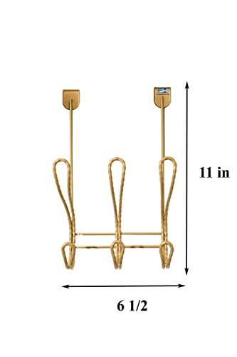 Twisted Design Over The Door Hook Rack, Over The Door Towel Gold with 6 Hooks - Picture 4 of 5