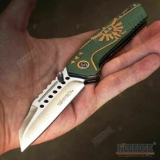 7.75" ZELDA POCKET FOLDING KNIFE STRAIGHT EDGE BLADE EDC KNIFE HUNTING GEAR