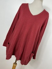 J Jill L Large Sweater Red V Neck Pocket Stretch Lightweight Long Sleeve H6