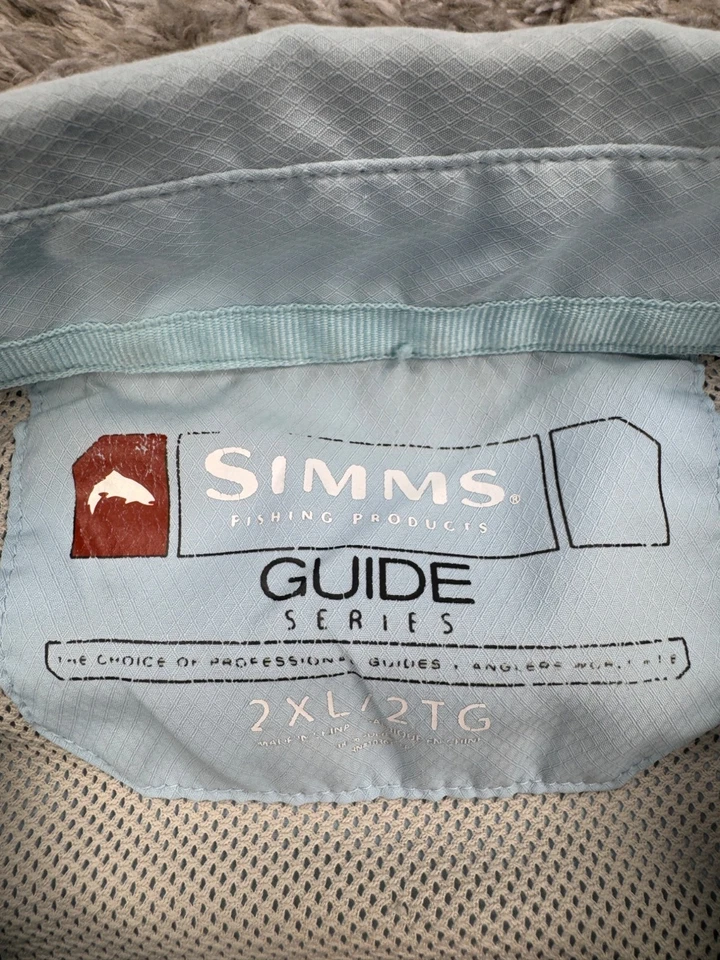 Simms Shirt Men 2XL Guide Series Blue Vented Performance Fishing Button Up - Image 3 of 4