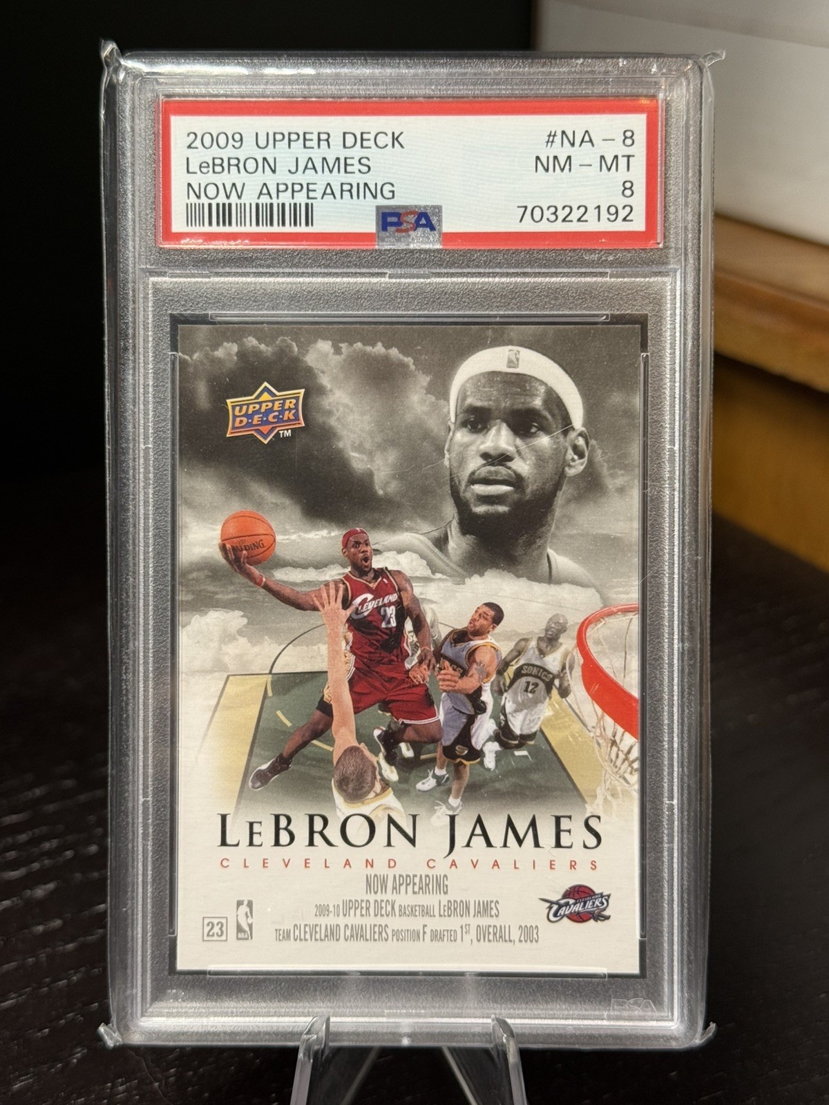 2009 Upper Deck NOW APPEARING #NA-8 LEBRON JAMES PSA 8 view 1