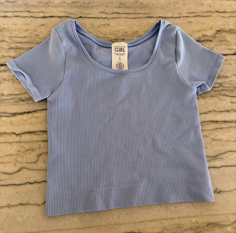 Athleta Girl Rise Above the Rib Cropped Tee Blue Size S/7