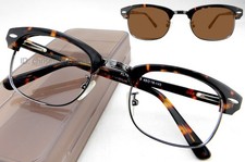 Unisex Eyeglasses Square Vintage Browline Acetate metal Spring hinge 49-19-140