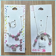 Claire  s  Club Pastel Pink  Grey Bead Necklace  Bracelet Set Girls Tween Access