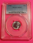 1959 10C PCGS MS65 BEAUTIFUL BLAST WHITE/TONED SILVER ROOSEVELT DIME  U.S. COIN!