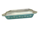 Vintage Pyrex Turquoise Snowflake Space Saver Casserole with Lid 1 1/4 Qt 548-B