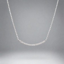 14K White Gold 0.15ctw H/I1 Curved Diamond Bar Pendant