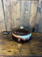 Brown Enamel Saucepan with Lid