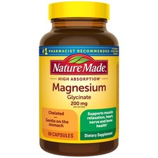 Nature Made Magnesium Glycinate 200 mg per Serving, 60 Count (Pack of 1) 
