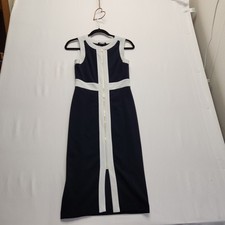 ⭐️Tommy Hilfiger Scuba Sheath Dress Navy White Colorblock Zip Front Size 2