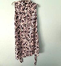 Banana Republic Shirt Dress Size 14 floral on white 37" long , belt , sleeveless