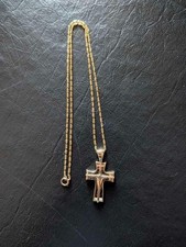 Vintage 14kt Solid YG gold Necklace & Cross Pendant~8.18 Gms ~ Nice! No Reserve!