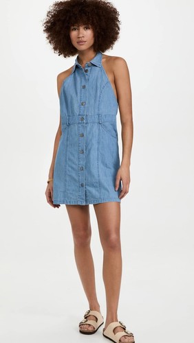 Free People Women's Sami Mini Dress Sleeveless Collared Bali Blue XS - 第 5/6 張圖片