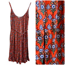 Boden New Firecracker Poppy Floral Adjustable Straps Tie Waist Dress Size 8R