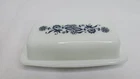 Vintage Pyrex Old Town Dark Blue Onion Butter Dish W/ Lid Milk Glass USA