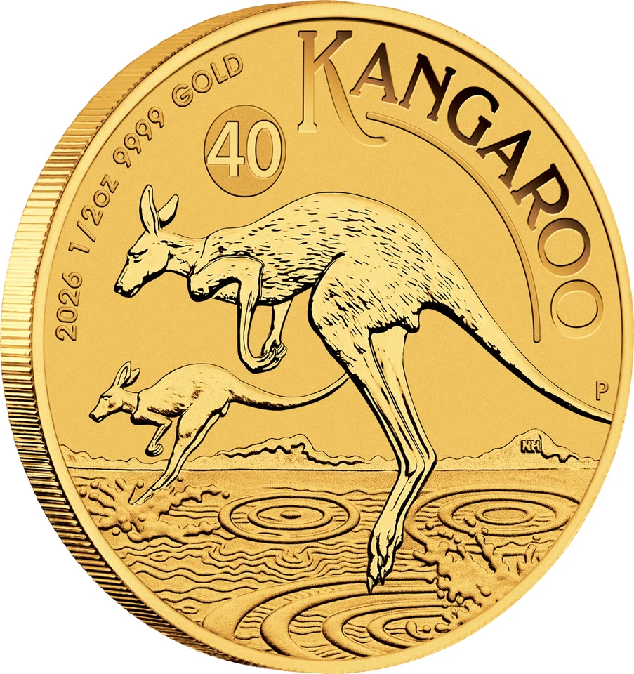 Australien 50 $ 2026  Känguru 40 Jahre  1/2 Oz Gold Goldmünze ST / BU - Bild 3 von 4