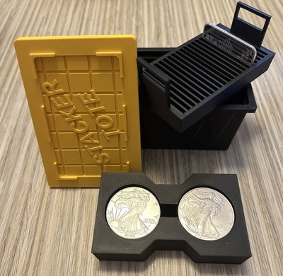 SILVER GOLD .999 1 Oz ROUND + BAR  STACKER TOTE  Holds X35 1 Oz BARS & ROUNDS
