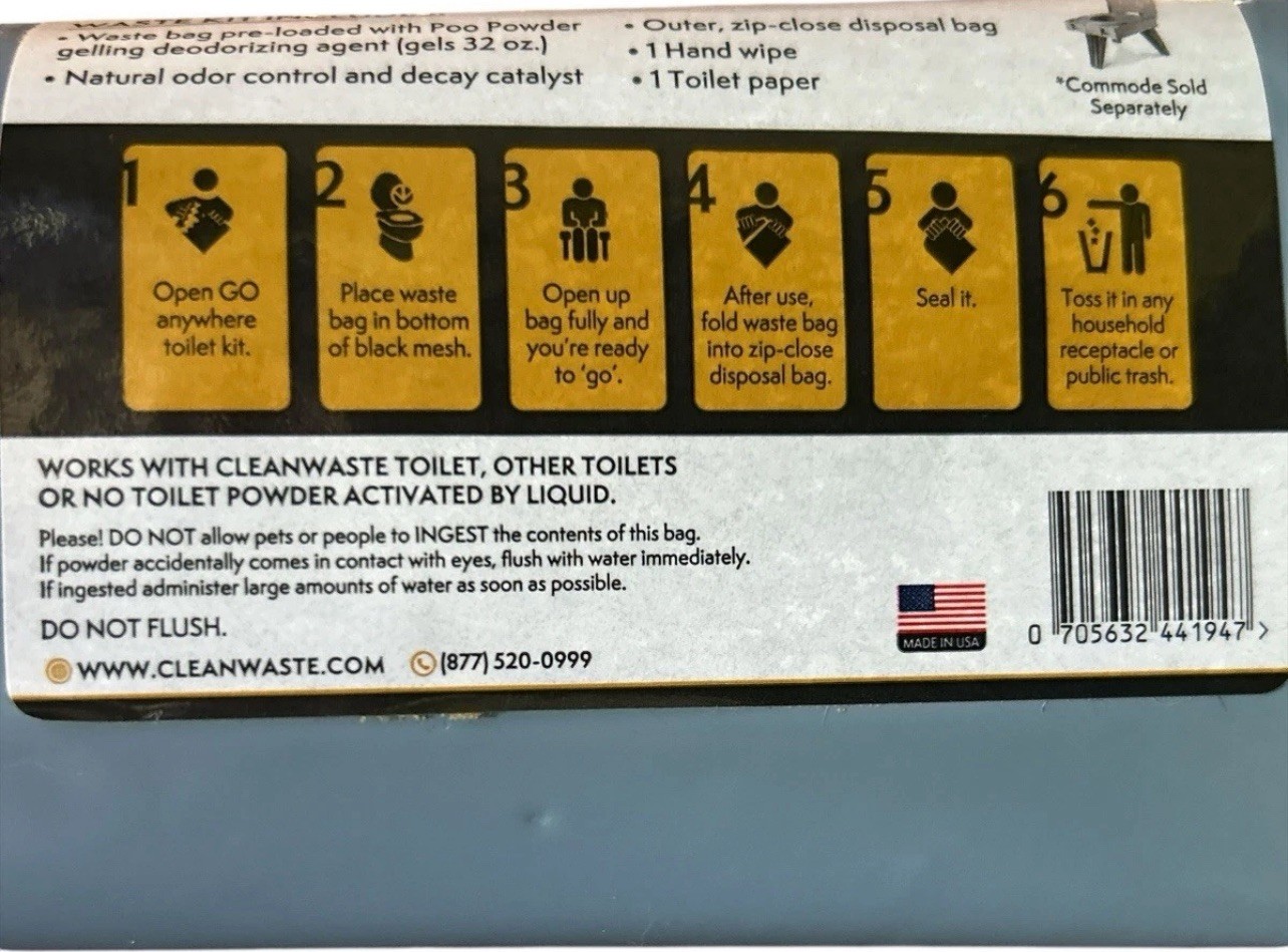 CleanWaste Original Wag Bag Toilet Kit Portable Outdoor Toilet Bags 40 Pack