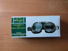 Retro Vintage Motorradbrille Fliegerbrille Mil-Tec Royal Air Force Chrome