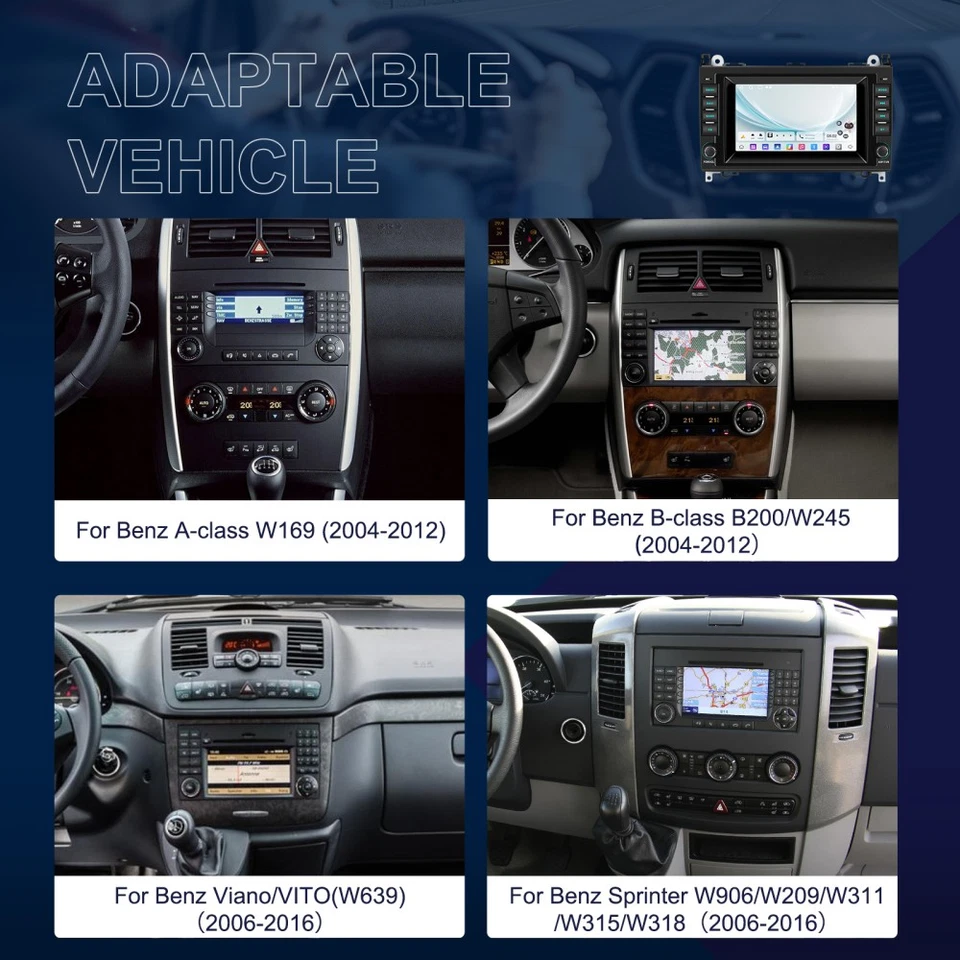 Autoradio Für Mercedes-Benz A B Klasse Vito W169 W639 W245 GPS Navi Android 15.0 - Bild 4 von 4