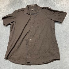 Omega Dress Shirt Mens 2XL 18-18 1/2 Black Cotton Short Sleeve Button Up Formal