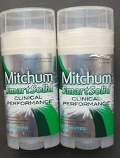 Set of 2 MITCHUM SMART SOLID 48HR Clinical Performance Unscented Deodorant READ