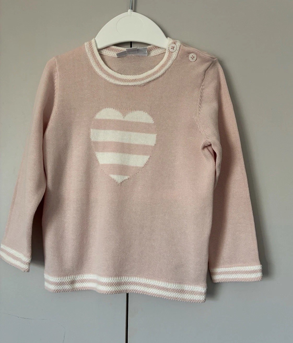 The Little White Company Heart Stripe Jumper Age 12-18 Months New RRP £30.00