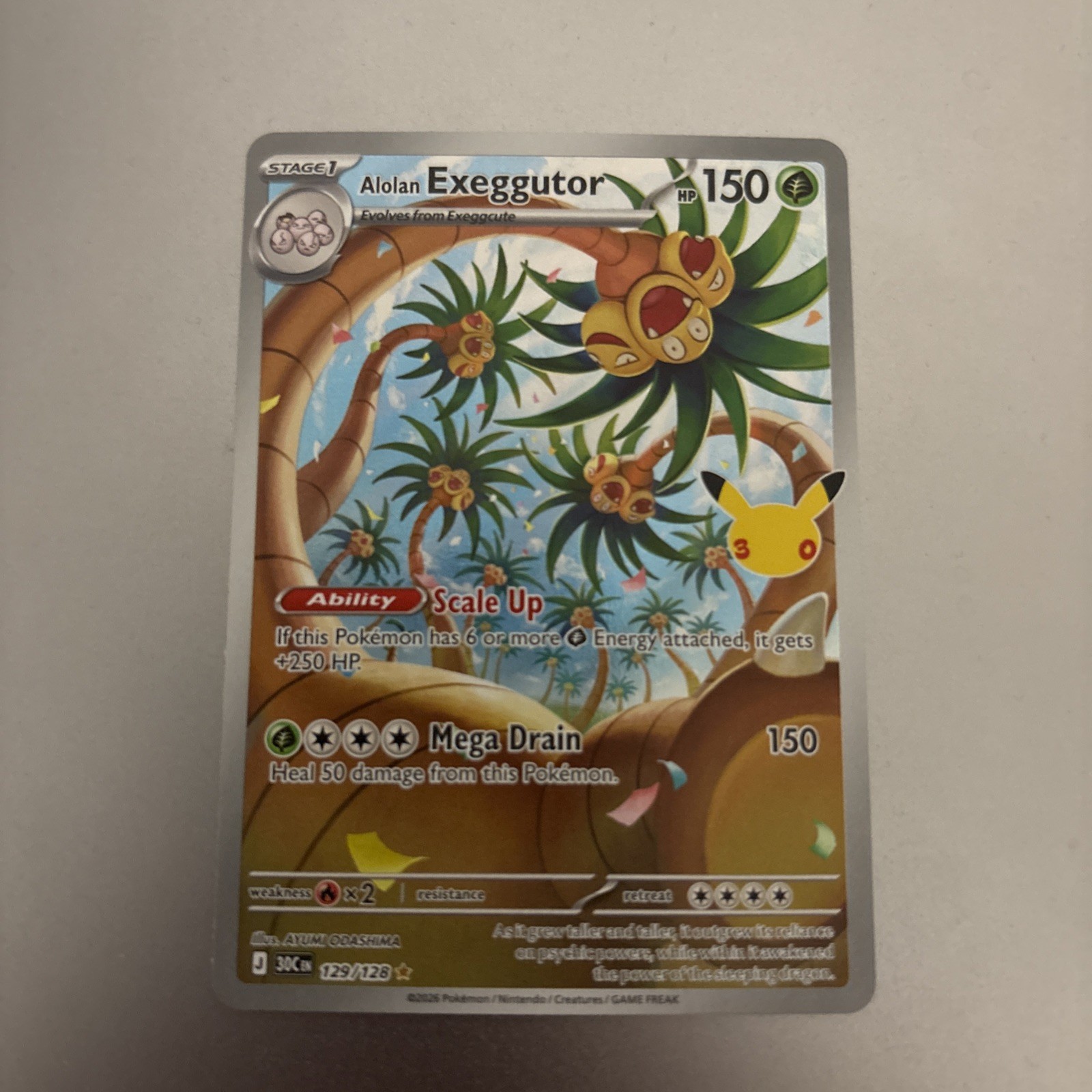Alolan Exeggutor 129/128 IR Pokemon 30th Anniversary Celebration