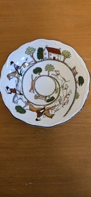 Vintage Wedgwood Bone China Jagdszene kleine gewellte Schale 13 cm Sammler