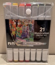 Illustration Marker Set 21 Markers Anime Drawing Arts. Fine  Broad Tips. NEW