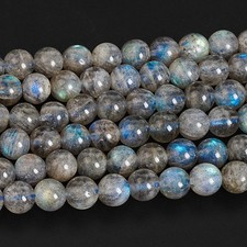 Genuine Natural 5-6MM Grey Labradorite Loose Beads Grade A Round Beads 15"