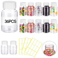 36 Pcs 80 ml Empty Clear Pill Bottle Plastic Medicine Reagent Bottle with Whi...