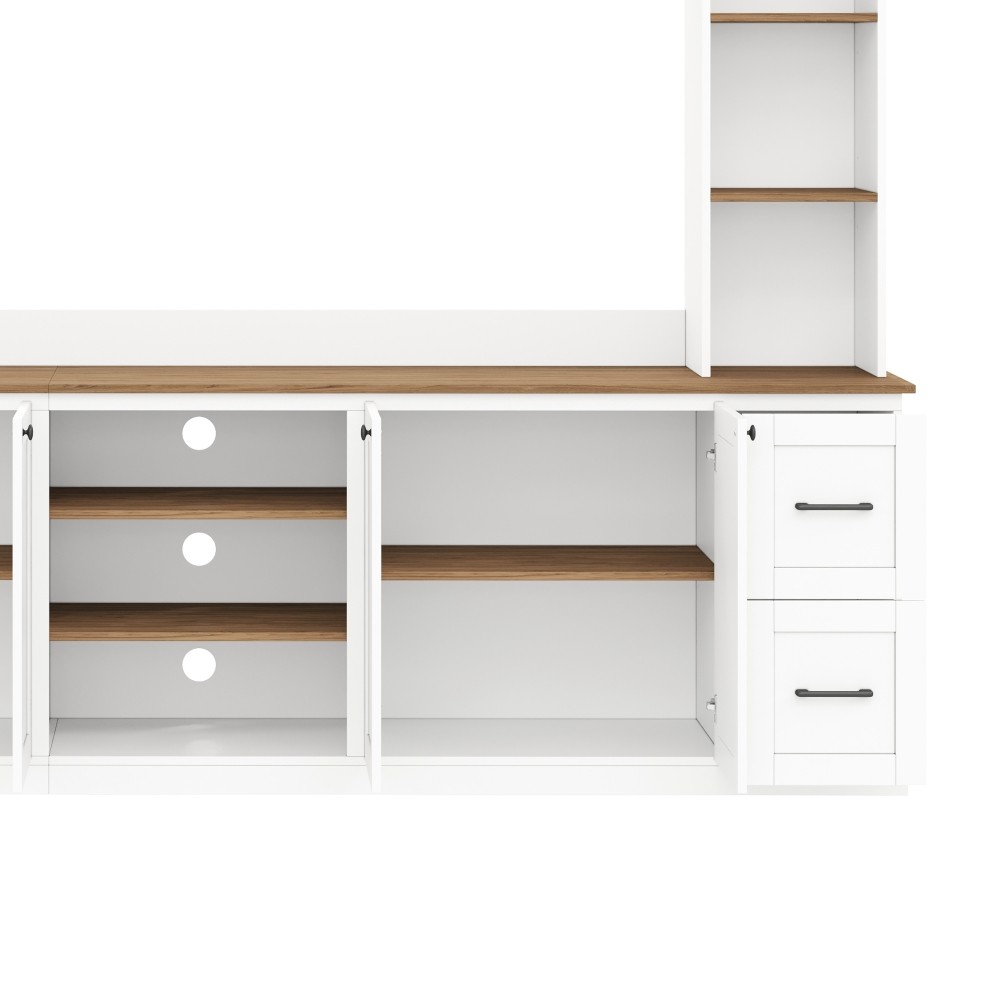 4-in-1 Entertainment Center Wall Unit with Bookshelf for TVs Up to 70"
