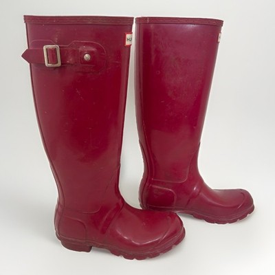 Hunter Gummistiefel Damen Gr. UK 4 eng anliegende Gummi Regenstiefel pink/lila | gebraucht