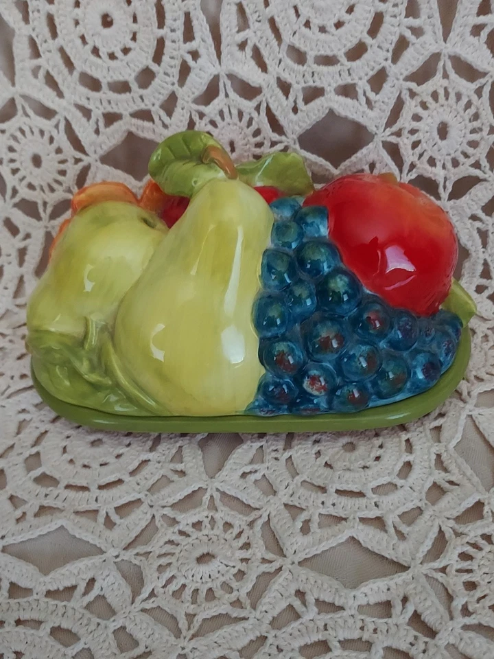 Винтажное керамическое блюдо с маслом Home Essentials с покрытием из фруктового попурри 7 дюймов - Изображение 2 из 4