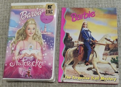5 Pc VINTAGE Barbie Lot - Nutcracker VHS - The Turquoise Trail Mystery HC Book