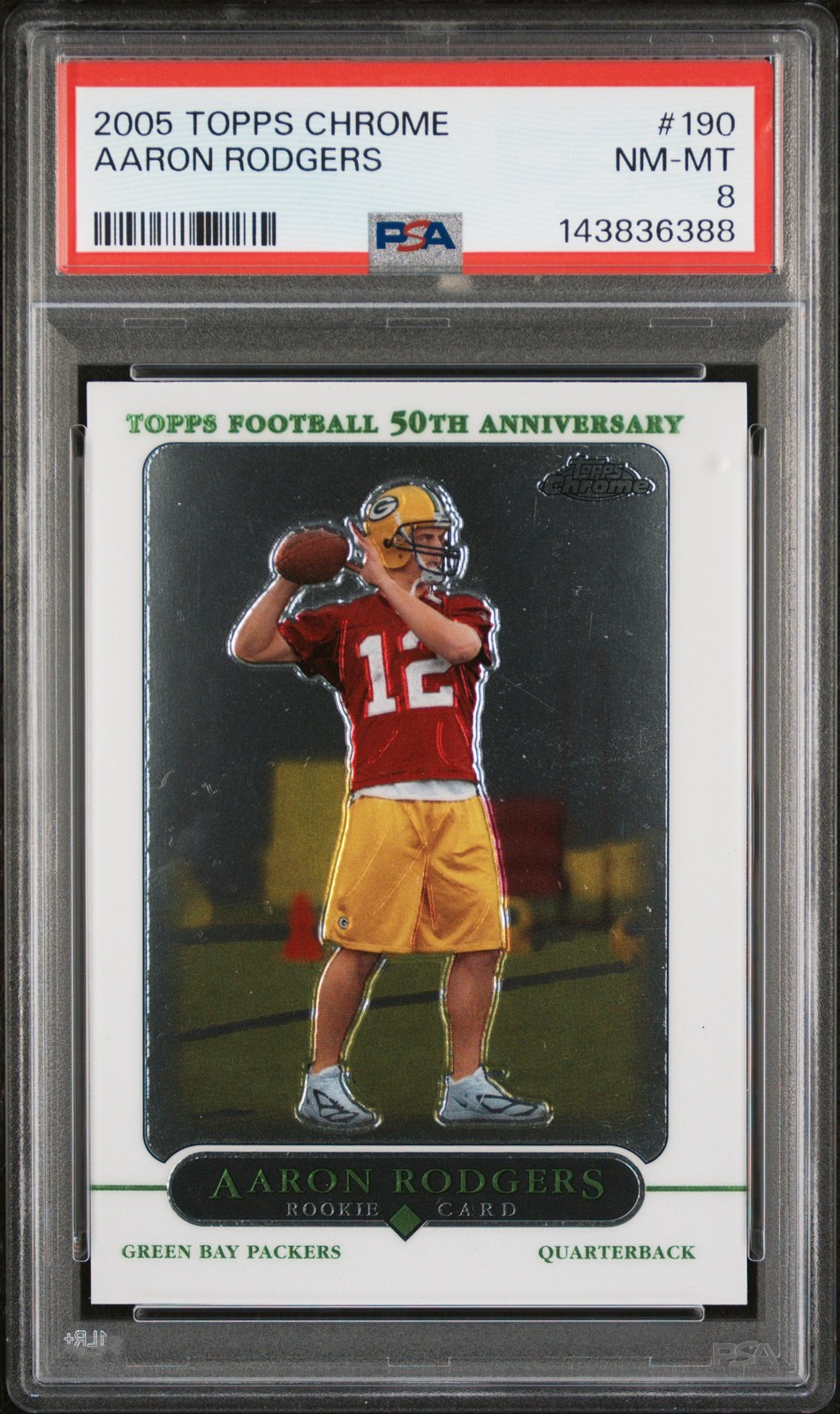 2005 TOPPS CHROME #190 AARON RODGERS ROOKIE RC PSA 8