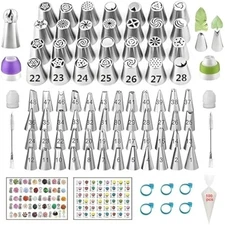 193 Pcs Russian Piping Tips Set, with 28 Numbered Russian Tips,48 Numb