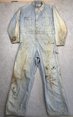 1960s BIG BEN Wrangler Herringbone Denim Coveralls Vintage Men s 42 Short Grunge