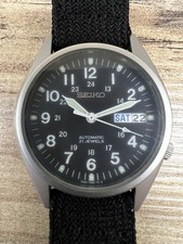 Seiko Military 7S26-00D0 Automatic Black Dial Day Date Mans 21 Jewels Japan