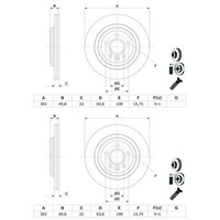 2X Bosch Bremsscheiben Ø302Mm Hinten Passend FÜR Volvo S60 S80 V60 V70 XC70