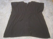 Old Navy Shirt Dress Womens Small Black V Neck Short Sleeve Button Tassel Cotton