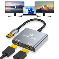 USB to Dual HDMI Adapter 1080P 60Hz, USB A 3.0 to HDMI Adapter for Laptop, PC...
