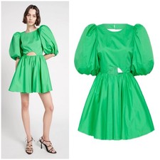 AJE Green Mini Dress, Size AU/UK 10 US 6, Colette Abstract Cutout Emerald Cotton
