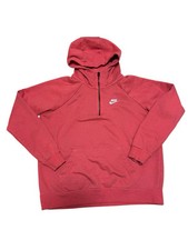 Nike Hoodie Womens Sz M 1/4 Zip Embroidered Swoosh  Back Swoosh Dark Coral