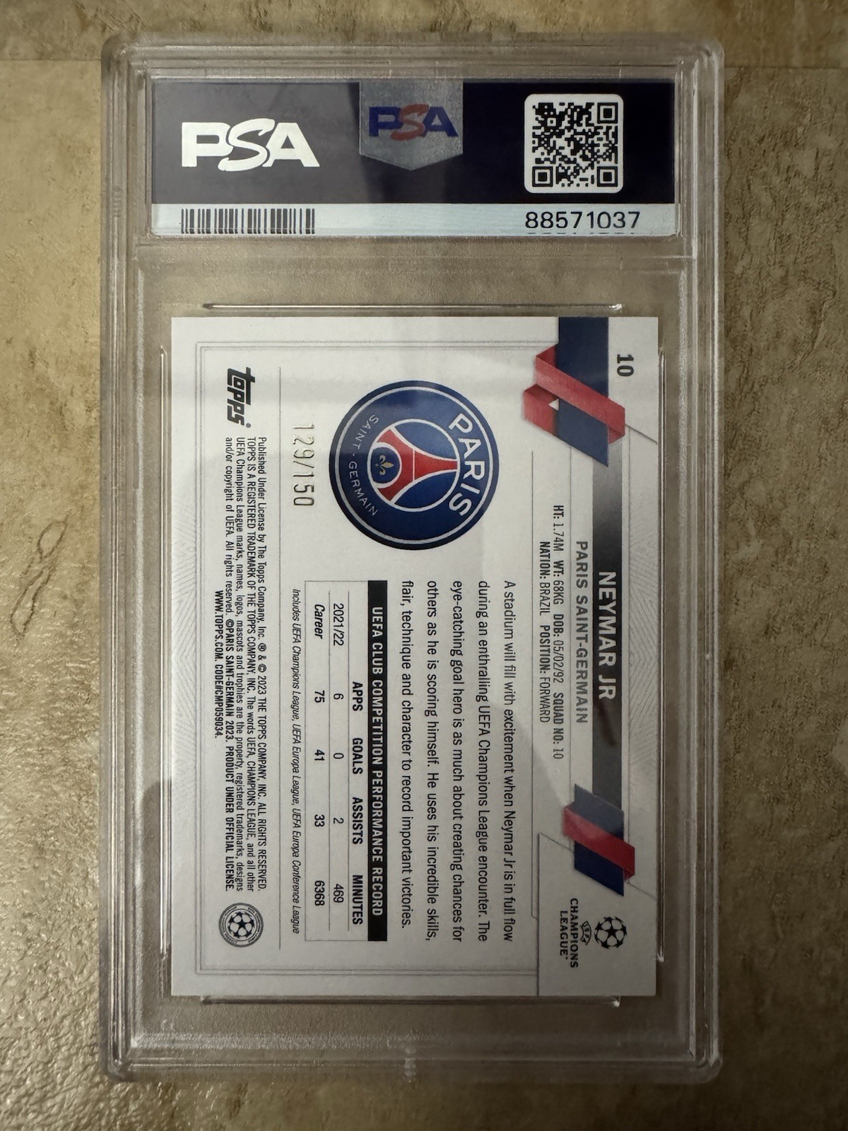 PSG Messi Neymar Ramos - 3 Card Set All PSA 10 view 9