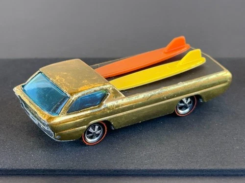 Vintage Hot Wheels Redline 1968 Gold Deora HK - Dark Int., EARLY DEEP DISHES!