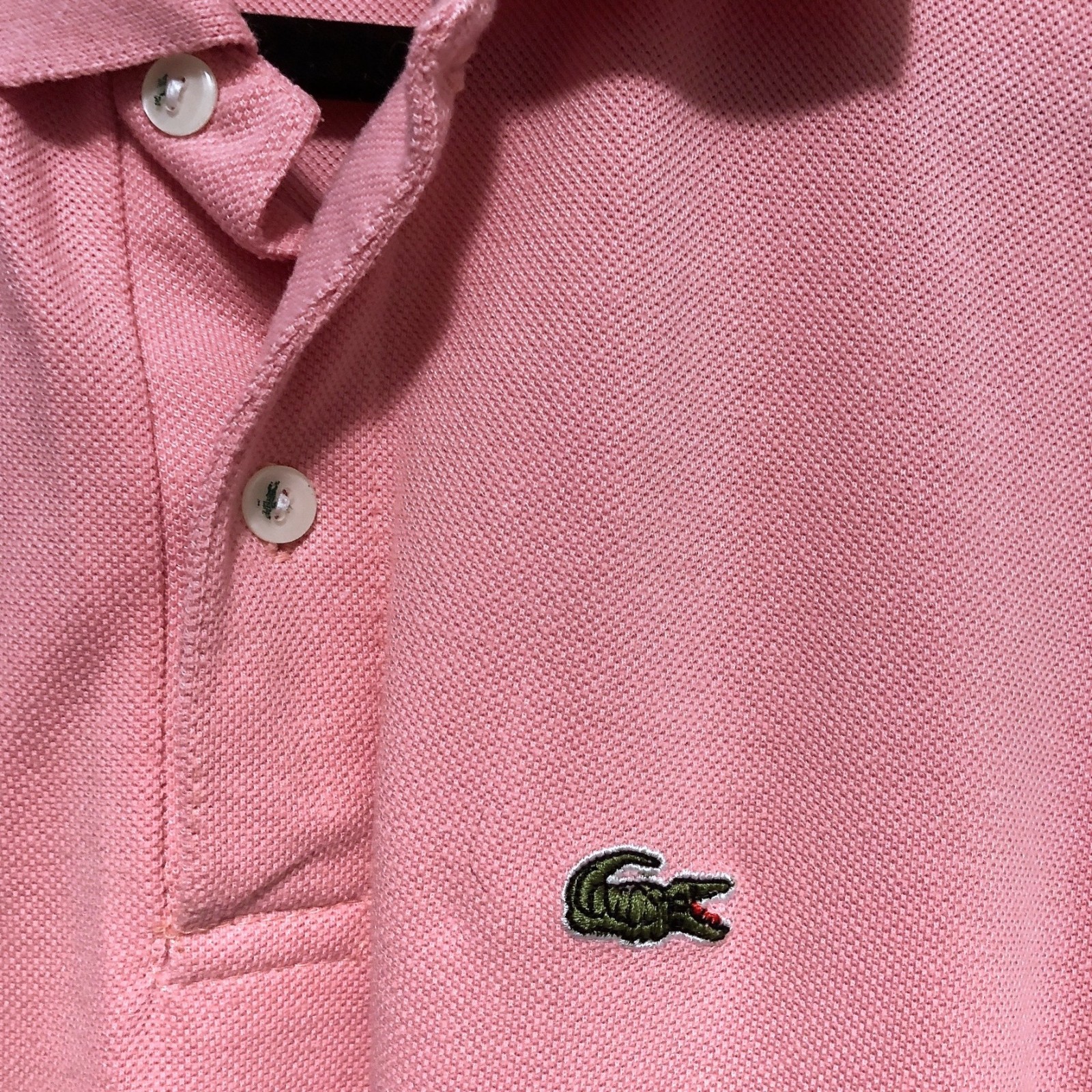 Men's Lacoste Solid Pink Collared Button Short Sl… - image 3