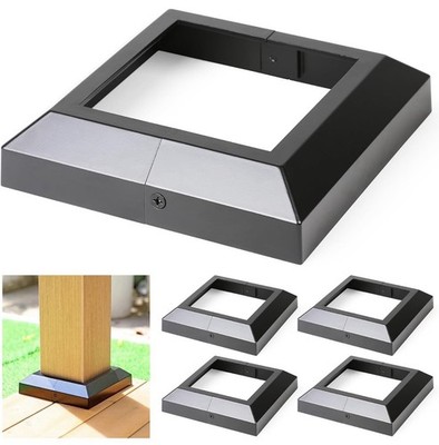 4 Pack 5.5''x5.5'' Aluminum Deck Post Base Cover Skirt Black Split Design